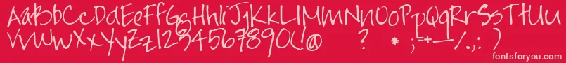 Jayne Print Hand Font – Pink Fonts on Red Background