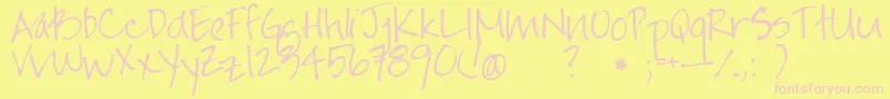 Jayne Print Hand Font – Pink Fonts on Yellow Background