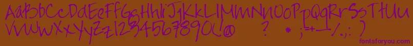 Jayne Print Hand Font – Purple Fonts on Brown Background