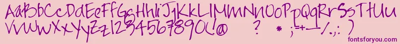 Jayne Print Hand Font – Purple Fonts on Pink Background