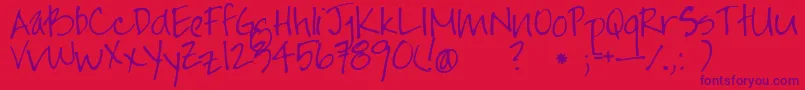 Jayne Print Hand Font – Purple Fonts on Red Background