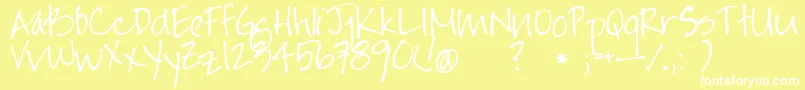 Jayne Print Hand Font – White Fonts on Yellow Background