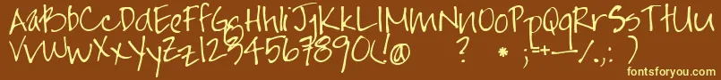 Jayne Print Hand Font – Yellow Fonts on Brown Background