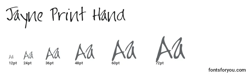 Jayne Print Hand Font Sizes