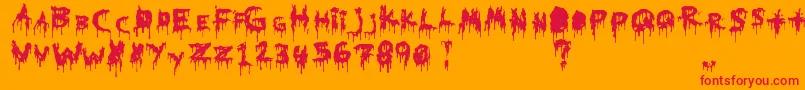 HomicideEffect-Schriftart – Rote Schriften auf orangefarbenem Hintergrund