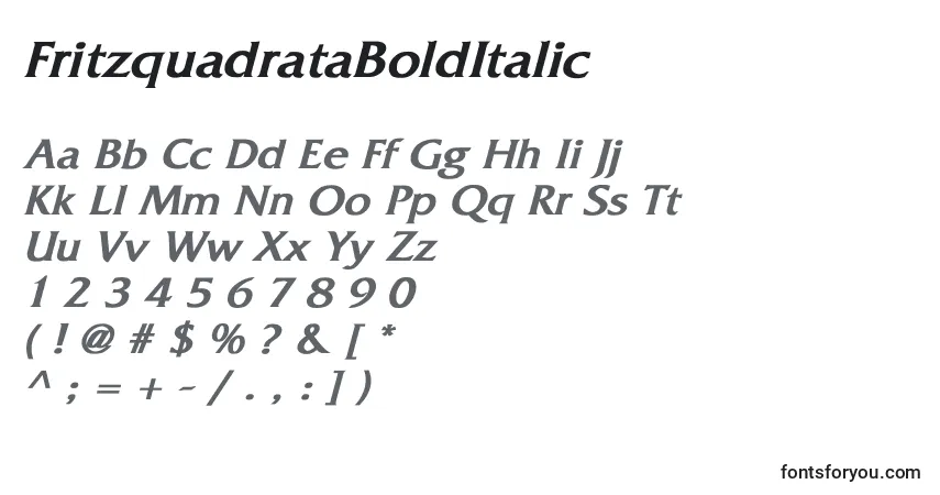 Шрифт FritzquadrataBoldItalic – алфавит, цифры, специальные символы