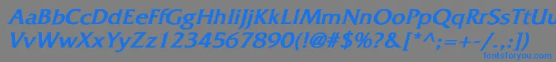 Fonte FritzquadrataBoldItalic – fontes azuis em um fundo cinza