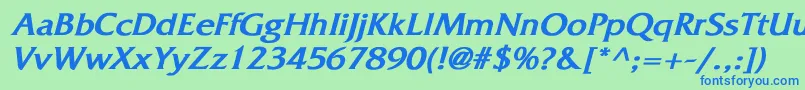 Police FritzquadrataBoldItalic – polices bleues sur fond vert