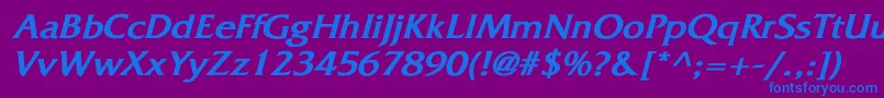 Шрифт FritzquadrataBoldItalic – синие шрифты на фиолетовом фоне