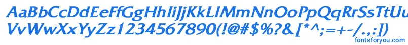 フォントFritzquadrataBoldItalic – 白い背景に青い文字