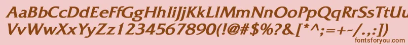 フォントFritzquadrataBoldItalic – ピンクの背景に茶色のフォント
