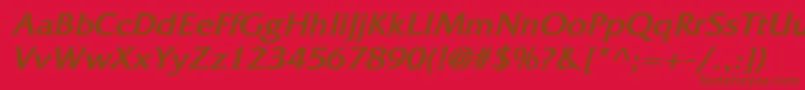 Czcionka FritzquadrataBoldItalic – brązowe czcionki na czerwonym tle