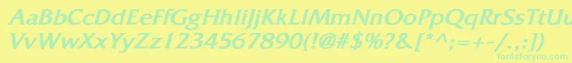 FritzquadrataBoldItalic Font – Green Fonts on Yellow Background