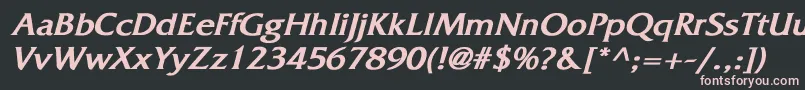 フォントFritzquadrataBoldItalic – 黒い背景にピンクのフォント