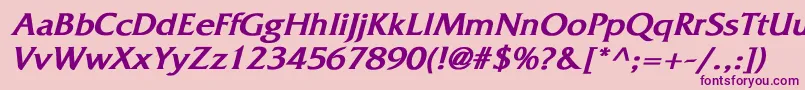 フォントFritzquadrataBoldItalic – ピンクの背景に紫のフォント