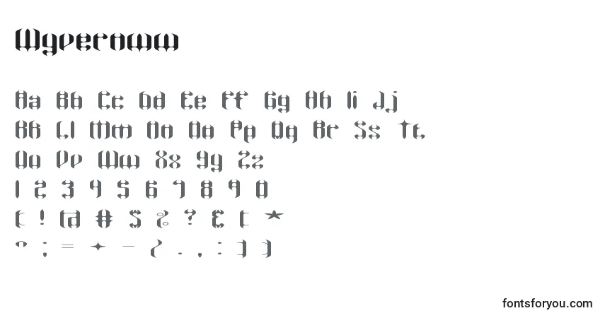 Schriftart Wyvernww – Alphabet, Zahlen, spezielle Symbole
