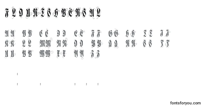 Czcionka Flourishversal – alfabet, cyfry, specjalne znaki
