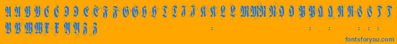 Flourishversal-Schriftart – Blaue Schriften auf orangefarbenem Hintergrund