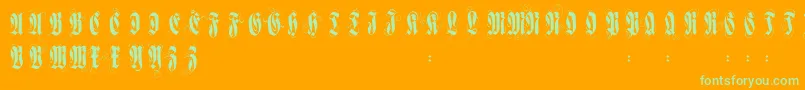 Flourishversal Font – Green Fonts on Orange Background