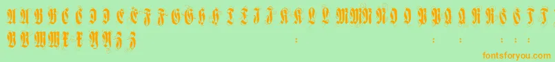 Flourishversal Font – Orange Fonts on Green Background