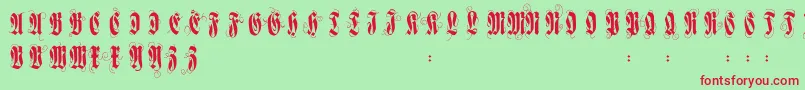 Flourishversal Font – Red Fonts on Green Background