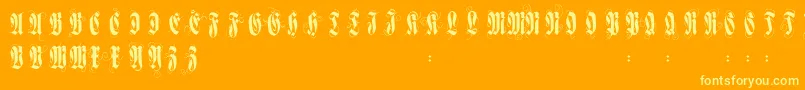 Flourishversal Font – Yellow Fonts on Orange Background