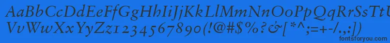 GaramondRetrospectiveOsSsiNormal-Schriftart – Schwarze Schriften auf blauem Hintergrund