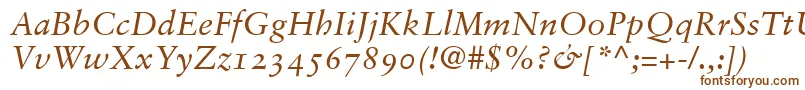GaramondRetrospectiveOsSsiNormal-fontti – ruskeat fontit valkoisella taustalla