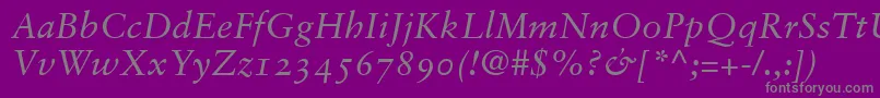 フォントGaramondRetrospectiveOsSsiNormal – 紫の背景に灰色の文字