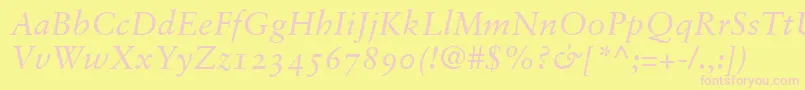 GaramondRetrospectiveOsSsiNormal-Schriftart – Rosa Schriften auf gelbem Hintergrund