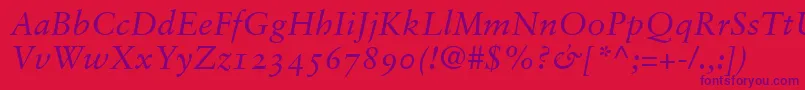 GaramondRetrospectiveOsSsiNormal Font – Purple Fonts on Red Background