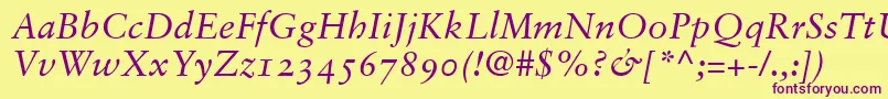 GaramondRetrospectiveOsSsiNormal Font – Purple Fonts on Yellow Background