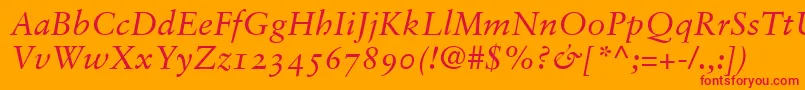 GaramondRetrospectiveOsSsiNormal Font – Red Fonts on Orange Background