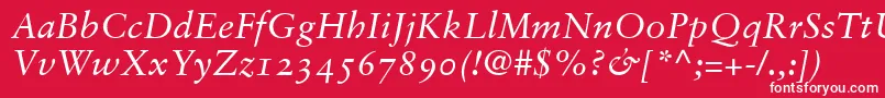 フォントGaramondRetrospectiveOsSsiNormal – 赤い背景に白い文字