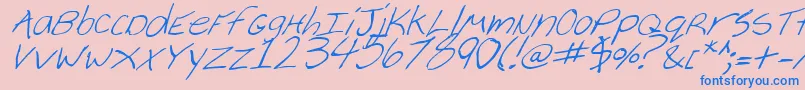 Fonte CheyenneHandItalic – fontes azuis em um fundo rosa