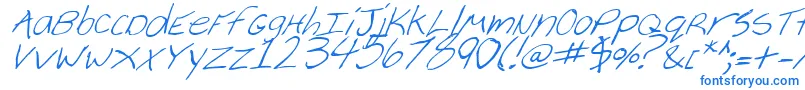 Fonte CheyenneHandItalic – fontes azuis em um fundo branco