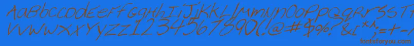 CheyenneHandItalic-Schriftart – Braune Schriften auf blauem Hintergrund