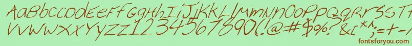 Fonte CheyenneHandItalic – fontes marrons em um fundo verde