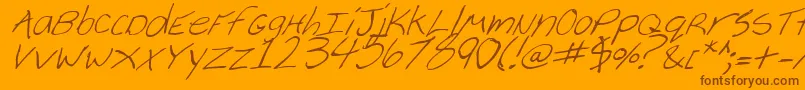 CheyenneHandItalic-Schriftart – Braune Schriften auf orangefarbenem Hintergrund