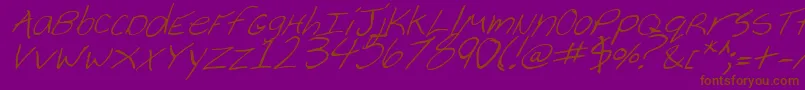 CheyenneHandItalic-Schriftart – Braune Schriften auf violettem Hintergrund