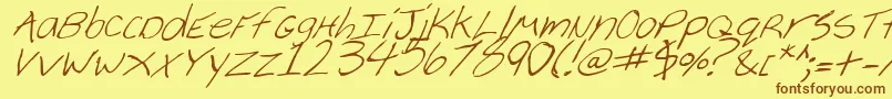 Czcionka CheyenneHandItalic – brązowe czcionki na żółtym tle