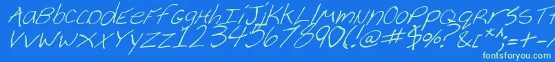 フォントCheyenneHandItalic – 青い背景に緑のフォント