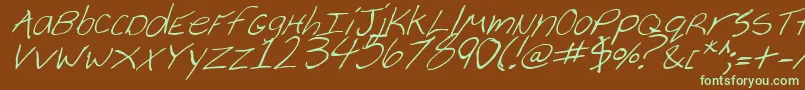 CheyenneHandItalic-Schriftart – Grüne Schriften auf braunem Hintergrund