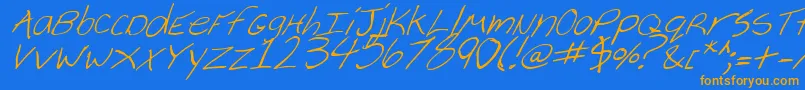 CheyenneHandItalic-Schriftart – Orangefarbene Schriften auf blauem Hintergrund