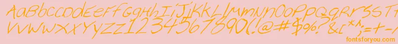 フォントCheyenneHandItalic – オレンジの文字がピンクの背景にあります。