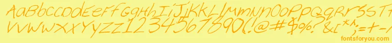 Fonte CheyenneHandItalic – fontes laranjas em um fundo amarelo