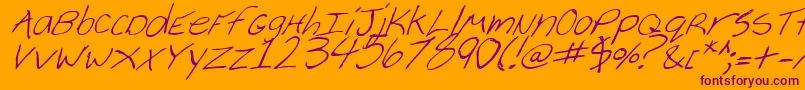 フォントCheyenneHandItalic – オレンジの背景に紫のフォント