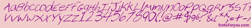 Fonte CheyenneHandItalic – fontes roxas em um fundo rosa