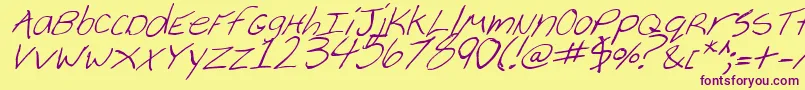 CheyenneHandItalic-Schriftart – Violette Schriften auf gelbem Hintergrund