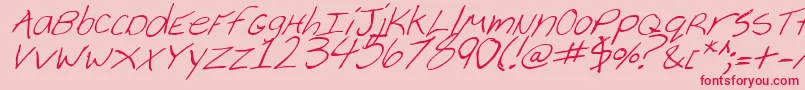 Fonte CheyenneHandItalic – fontes vermelhas em um fundo rosa